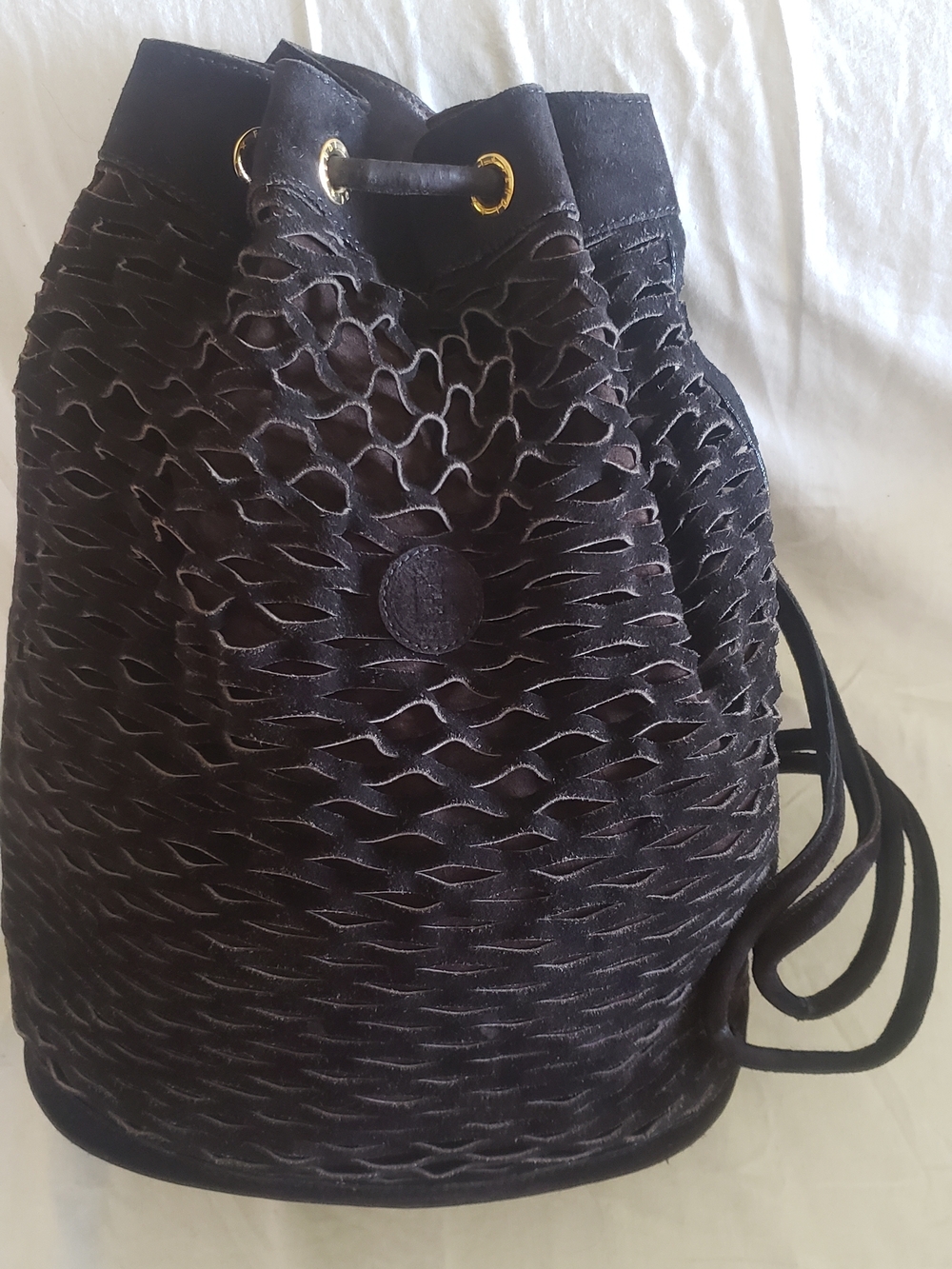 FENDI Vintage Suede Bucket/Shoulder Handbag
